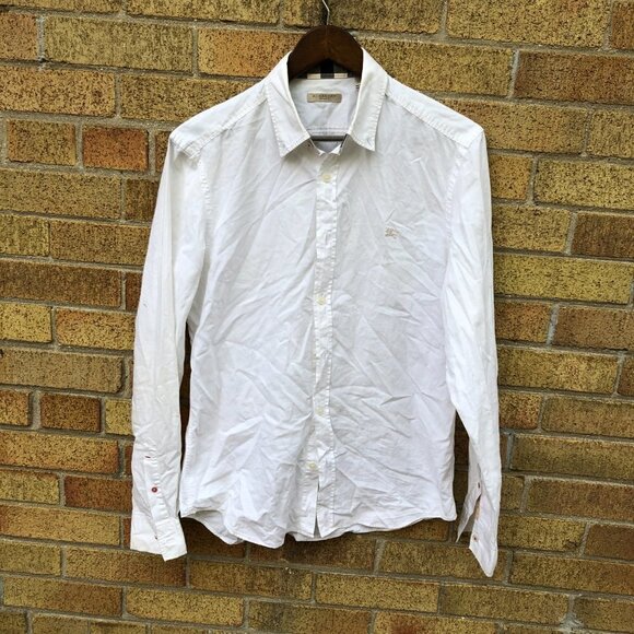 Vintage Burberry Brit Button Up Dress Shirt Medium - Picture 2 of 9